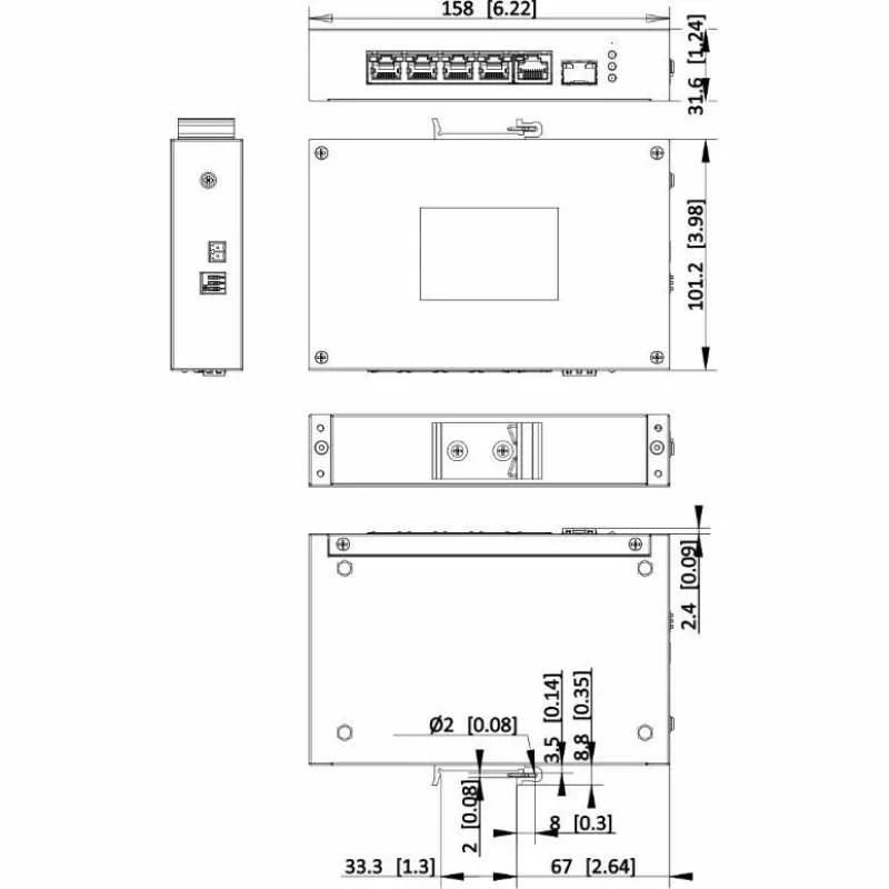 Hikvision DS-3T0306HP Niezarządzalny przełącznik sieciowy 5-portowy Fast Ethernet PoE Czarny