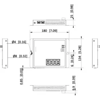 Hikvision DS-3T1510P-SI-FLT(O-STD) 10-Portowy Przemysłowy Inteligentny Zarządzalny Przełącznik PoE+ z 8 Portami Gigabit PoE+ i 2 SFP, Budżet 120W, Szyna DIN, Bez Zasilacza