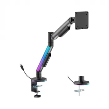 HISMART 17-40 Uchwyt do monitora na sprężynie gazowej z podświetleniem RGB, czarny