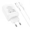 HOCO 35W Dual USB-C + USB-A PD & QC3.0 Ładowarka ścienna z kablem USB-C do Lightning, Biała
