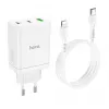 HOCO 35W Dual USB-C + USB-A PD & QC3.0 Ładowarka ścienna z kablem USB-C do Lightning, Biała