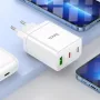 HOCO 35W Dual USB-C + USB-A PD & QC3.0 Ładowarka ścienna z kablem USB-C do Lightning, Biała