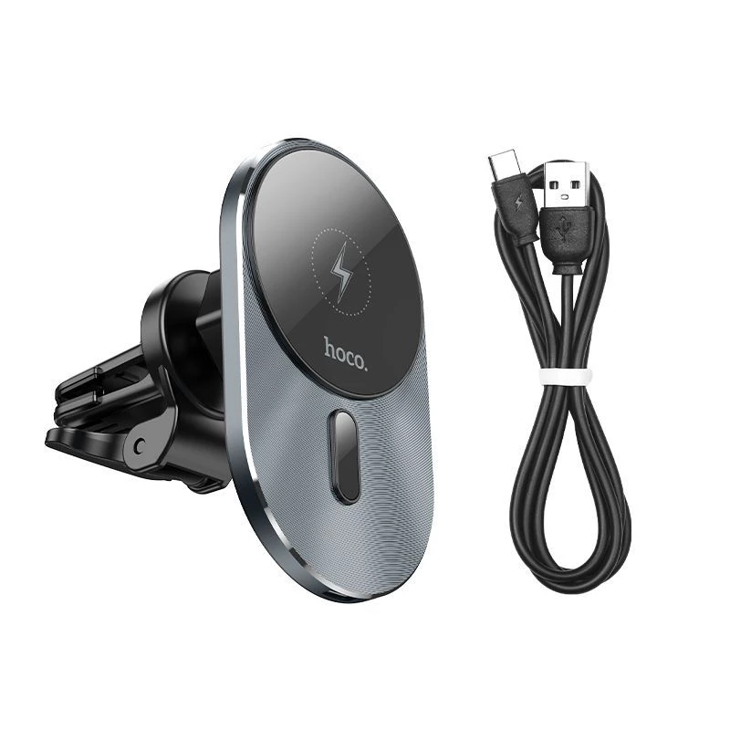 Hoco CA91 Magic Magnetic Wireless Fast Charging Car Holder, 15W, Grey
