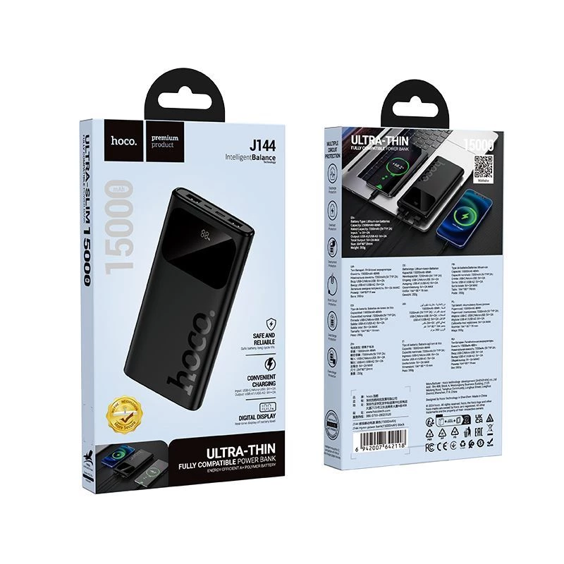Hoco J144 Hymn Power Bank 15000mAh Czarny