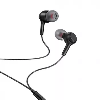 Hoco M78 Przewodowe słuchawki douszne z mikrofonem, wtyk 3.5 mm, czarny