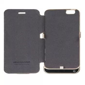 Hoco Ultra Thin Battery Case 3000mAh z etui skórzanym do Apple iPhone 6/6S Czarny