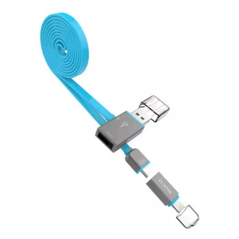 Hoco UPL03 Share Line Apple + Micro USB Niebieski 2-w-1 Kabel do ładowania i synchronizacji 1m