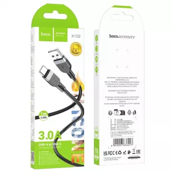 Hoco X109 Energy Silicone Charging Data Cable USB-A do USB-C 1m Czarny