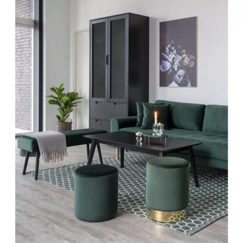 House Nordic Ławka na buty Welurowa Zielona 100x35x44
