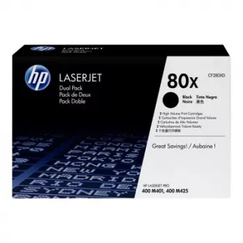 HP 80X High Yield Black Toner Cartridge Dual Pack (CF280XD) - Original HP