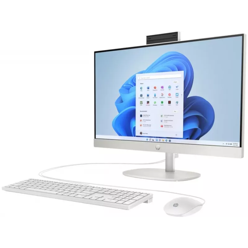 HP All-in-One 24-cr0009nf Desktop PC, Intel Core i5-1335U, 16GB RAM, 512GB SSD, 23.8 inch Full HD IPS Display, Windows 11 Home, Biały (produkt odnowiony)