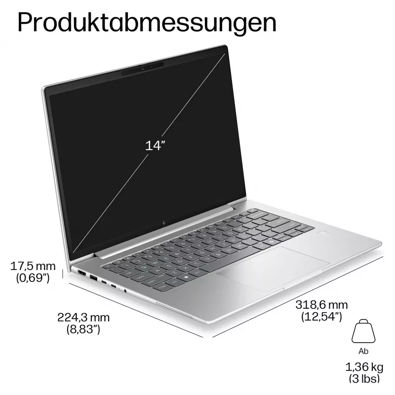HP EliteBook 6 G2i Notebook AI - Intel Core 7 350 / 1.5 GHz - 32 GB RAM - 1 TB SSD - 14 cali WUXGA IPS - Windows 11 Pro - Wi-Fi 7 - Srebrny