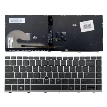 Klawiatura zamienna do HP EliteBook 840 G5 / 846 G5 / 745 G5 - srebrna, podświetlana, układ US English