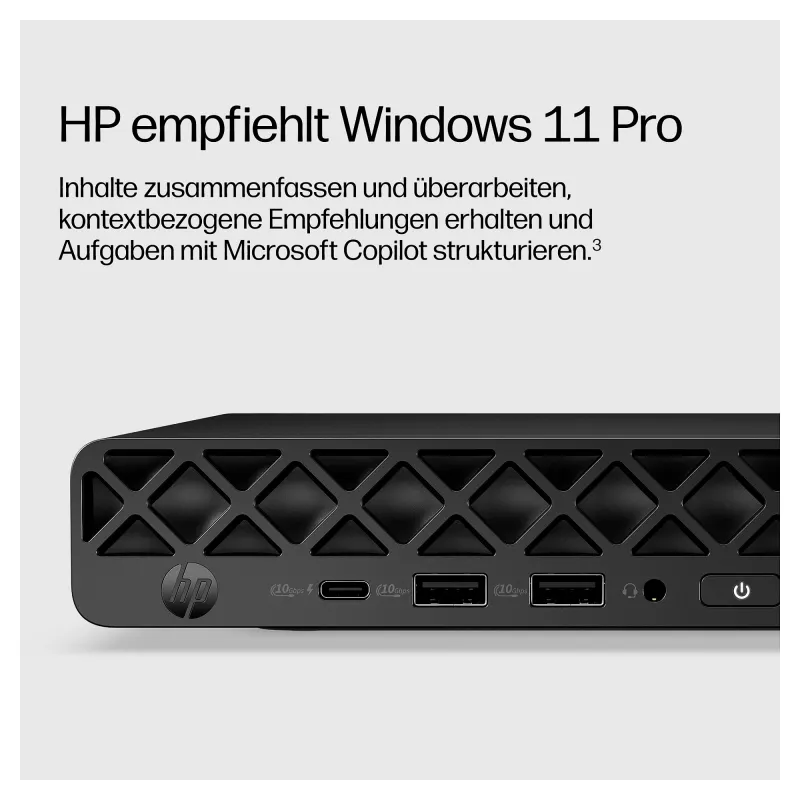 HP EliteDesk 8 Mini G2a Mini PC, AMD Ryzen AI 5 435, 16GB RAM, 512GB SSD, Windows 11 Pro, Czarny
