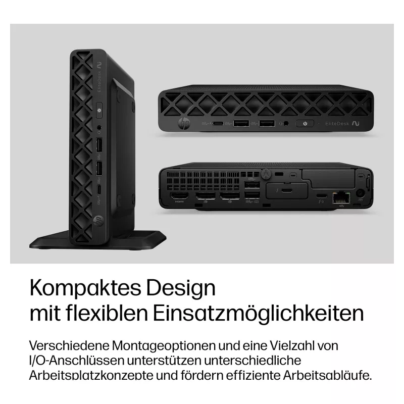 HP EliteDesk 8 Mini G2i Mini PC, Intel Core Ultra 7 356H, 32GB DDR5 RAM, 1TB NVMe SSD, Windows 11 Pro, Czarny