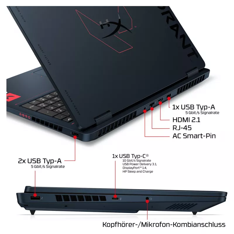 HP OMEN 16-ah1490ng Laptop gamingowy, 16.1 cala QHD 165Hz, Intel Core 9 270HX, 32GB DDR5, 1TB SSD, RTX 5080, Windows 11 Home, Klawiatura niemiecka