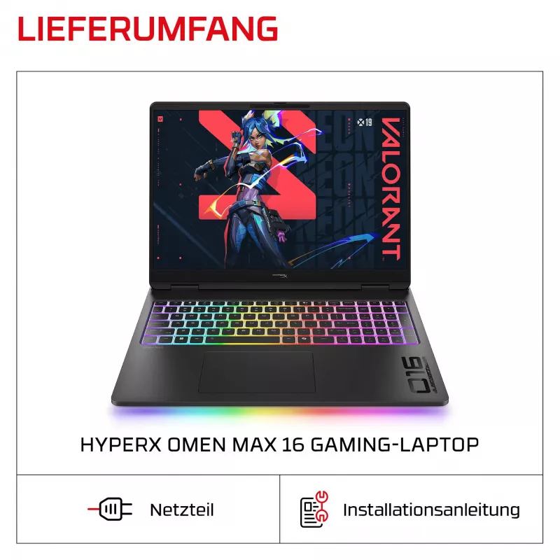 HP OMEN 16-ah1490ng Laptop gamingowy, 16.1 cala QHD 165Hz, Intel Core 9 270HX, 32GB DDR5, 1TB SSD, RTX 5080, Windows 11 Home, Klawiatura niemiecka