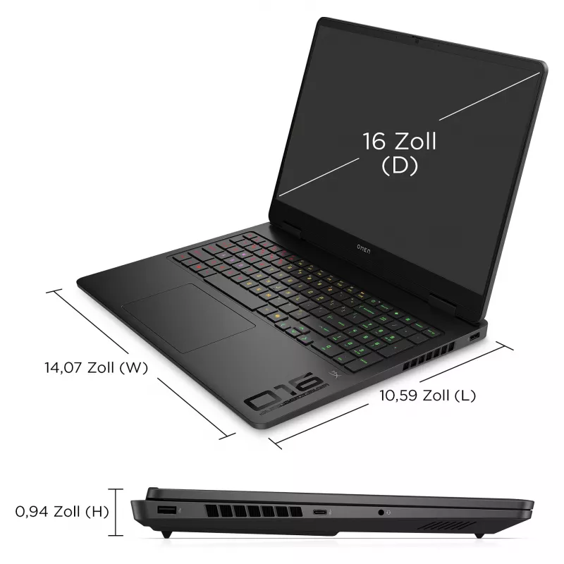 HP OMEN 16-am0471ng Laptop do gier, 16 inch WUXGA 144Hz, Intel Core Ultra 7 255H, 16GB RAM, 512GB SSD, NVIDIA GeForce RTX 5050, FreeDOS, Shadow Black