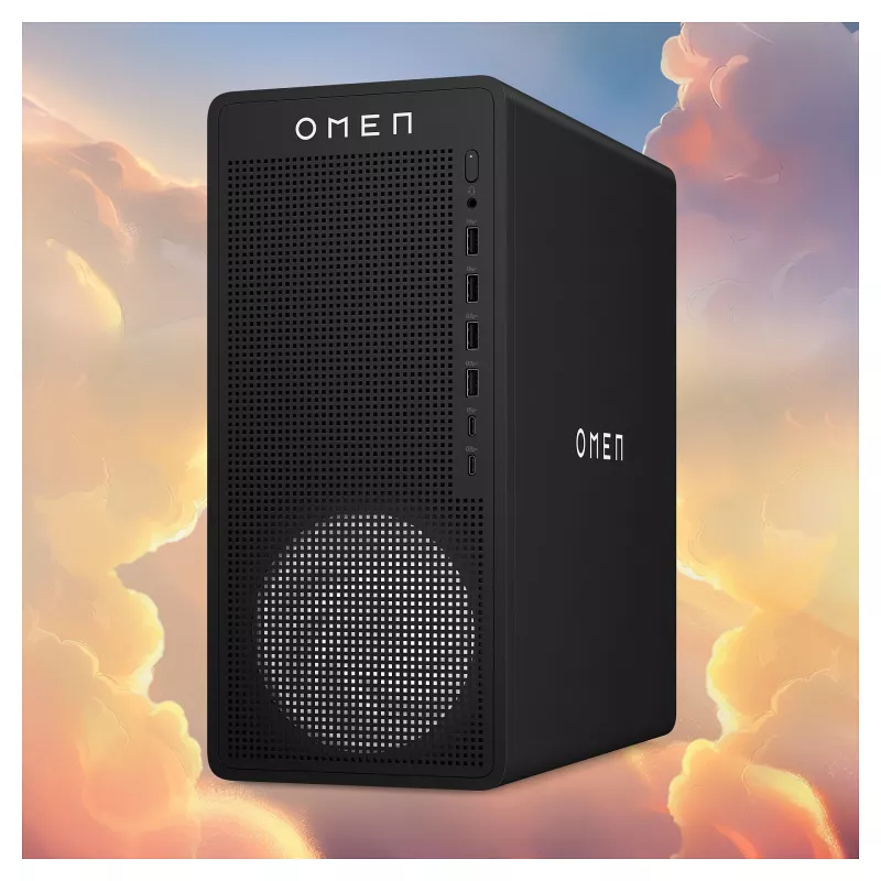 HP OMEN 16L TG03-0451ng Gaming Desktop PC, AMD Ryzen 5 8400F, 16GB DDR5, 512GB SSD, NVIDIA GeForce RTX 5050, No OS, Black