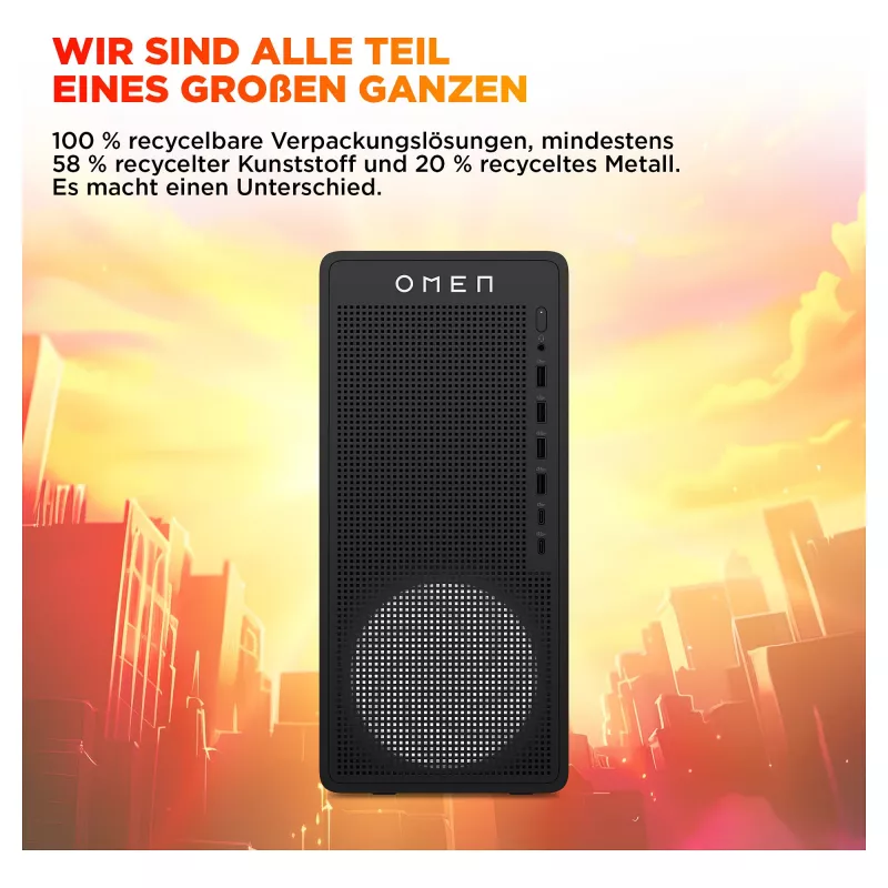 HP OMEN 16L TG03-0451ng Gaming Desktop PC, AMD Ryzen 5 8400F, 16GB DDR5, 512GB SSD, NVIDIA GeForce RTX 5050, No OS, Black