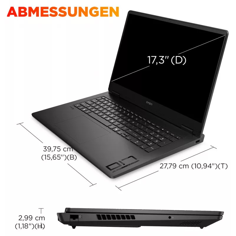 HP OMEN 17-db1077ng laptop gamingowy, 17,3 cala QHD 240Hz, AMD Ryzen AI 7 8845HS, 24GB DDR5, 1TB SSD, RTX 4060, Windows 11 Home
