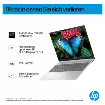 HP OmniBook 5 16-ag1451ngx AMD Ryzen AI 5 330 16GB 512GB SSD W11 Home 16 cali WUXGA Laptop (Natural Silver, niemiecki QWERTZ)