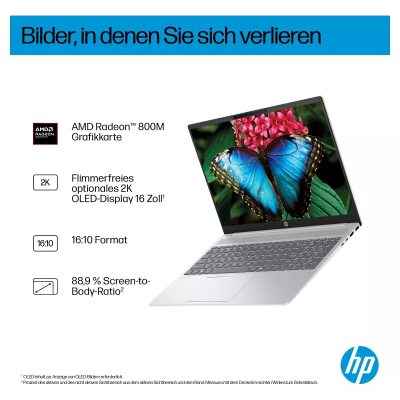 HP OmniBook 5 16-ag1451ngx AMD Ryzen AI 5 330 16GB 512GB SSD W11 Home 16 cali WUXGA Laptop (Natural Silver, niemiecki QWERTZ)