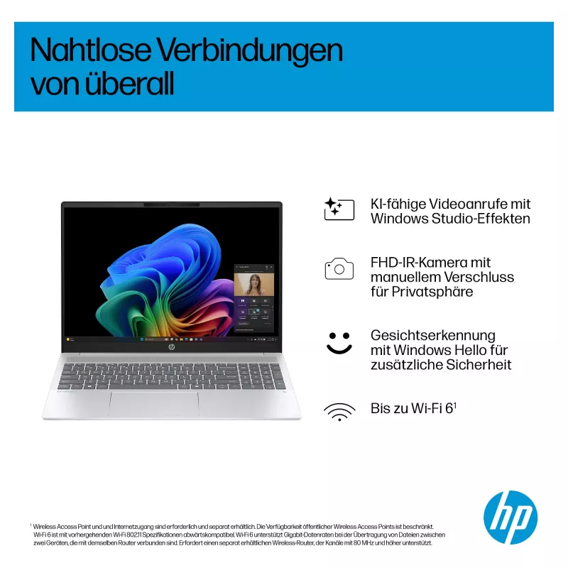 HP OmniBook 5 16-ag1451ngx AMD Ryzen AI 5 330 16GB 512GB SSD W11 Home 16 cali WUXGA Laptop (Natural Silver, niemiecki QWERTZ)