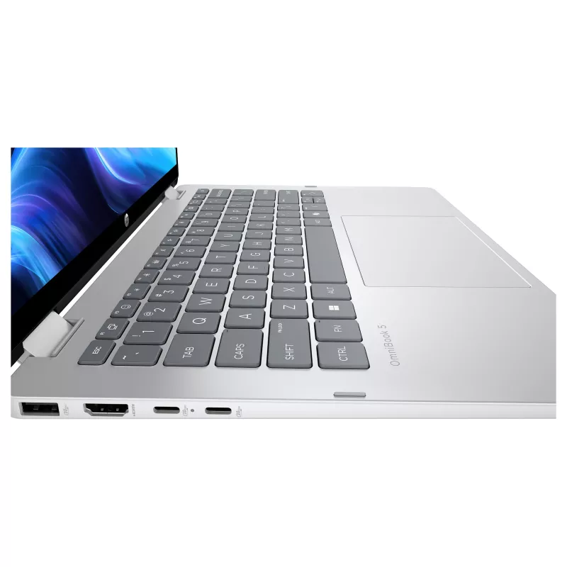 HP OmniBook 5 Flip 14-fp0051ngx 2-in-1 Laptop, 14 inch WUXGA Touch, Intel Core 5 120U, 16GB RAM, 512GB SSD, Windows 11 Home, German Keyboard