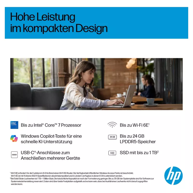 HP OmniBook 5 Flip 14-fp0470ngx 2-w-1 laptop, 14-calowy dotykowy FHD, Intel Core 7 150U, 16GB RAM, 512GB SSD, Windows 11 Home, Natural Silver, klawiatura niemiecka