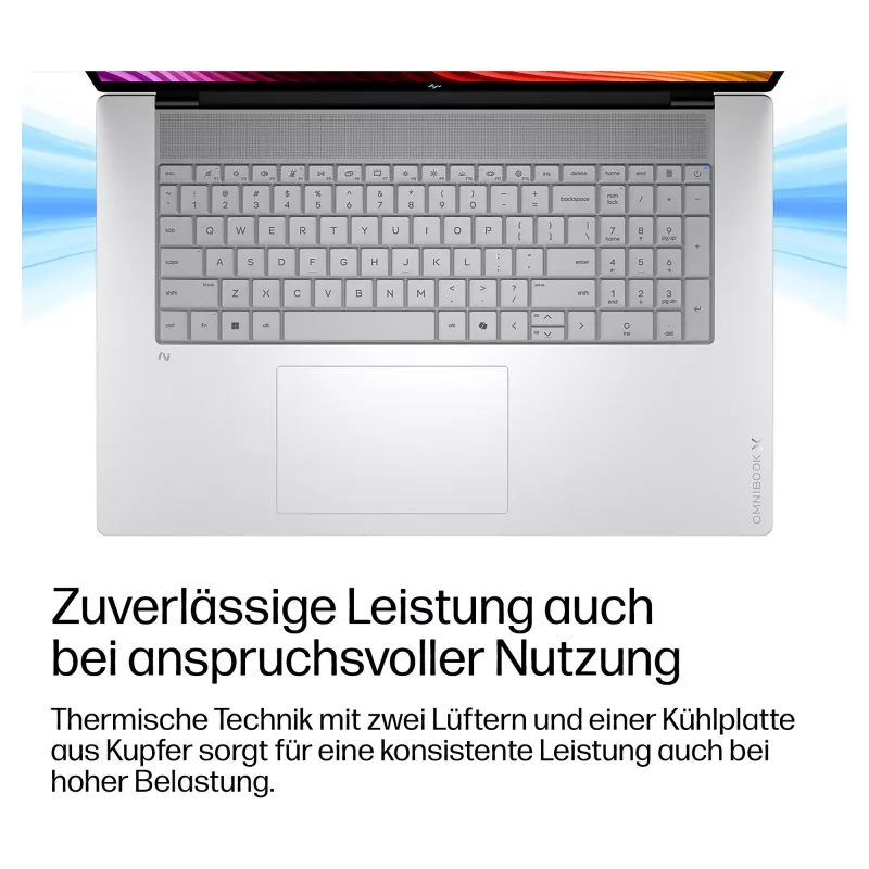 HP OmniBook X Next Gen AI 17-de0070ngx, 17,3 cala QHD+ IPS, Snapdragon X Elite X1E-78-100, 16GB LPDDR5X, 1TB SSD, Windows 11 Home, Ceramic White, klawiatura niemiecka