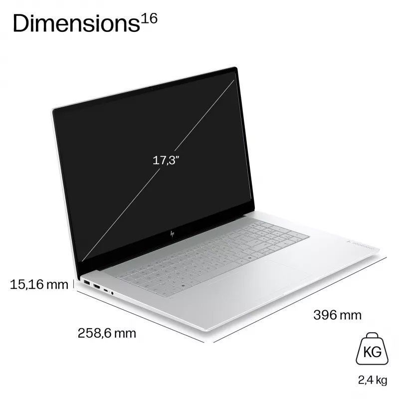 HP OmniBook X Next Gen AI 17-de0070ngx, 17,3 cala QHD+ IPS, Snapdragon X Elite X1E-78-100, 16GB LPDDR5X, 1TB SSD, Windows 11 Home, Ceramic White, klawiatura niemiecka