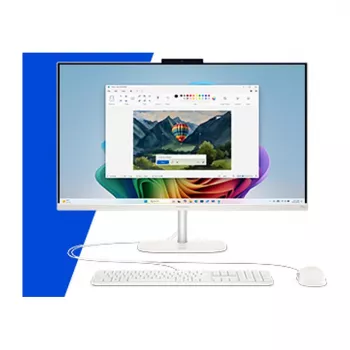 HP OmniStudio 27-cw0450ng All-in-One PC, 27 cali FHD, AMD Ryzen AI 5, 16GB RAM, 512GB SSD, Windows 11 Home, Biały