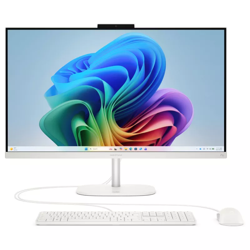 HP OmniStudio 27-cw0471ng All-in-One PC, 27 cali QHD IPS, AMD Ryzen AI 7 445, 16GB RAM, 512GB SSD, Windows 11 Home, Biały
