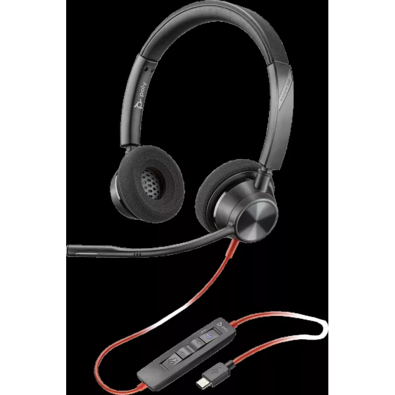 HP Poly Blackwire 3320-M USB-C przewodowy zestaw słuchawkowy z mikrofonem na wysięgniku, redukcją szumów, czarny