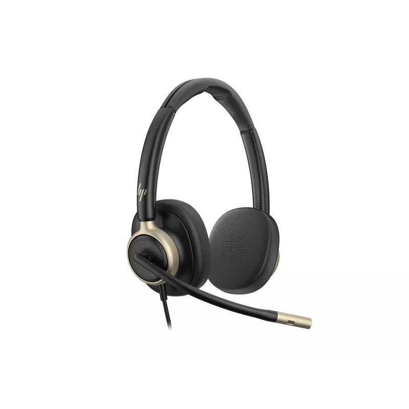 HP Poly Mission 825 Stereo USB Wired Headset z aktywną redukcją szumów, czarny, certyfikowany dla Microsoft Teams, Zoom, Google Meet, Works With Chromebook