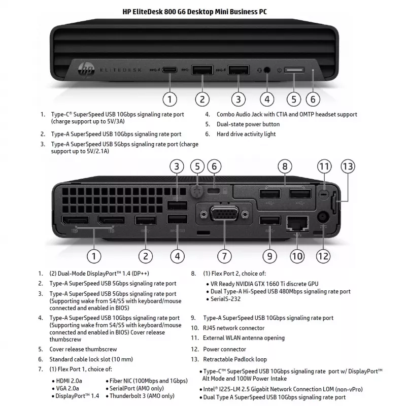 HP Renewed Grade A EliteDesk 800 G6 Desktop Mini PC Intel Core i5-10500T 8GB RAM 256GB SSD Windows 11 Pro