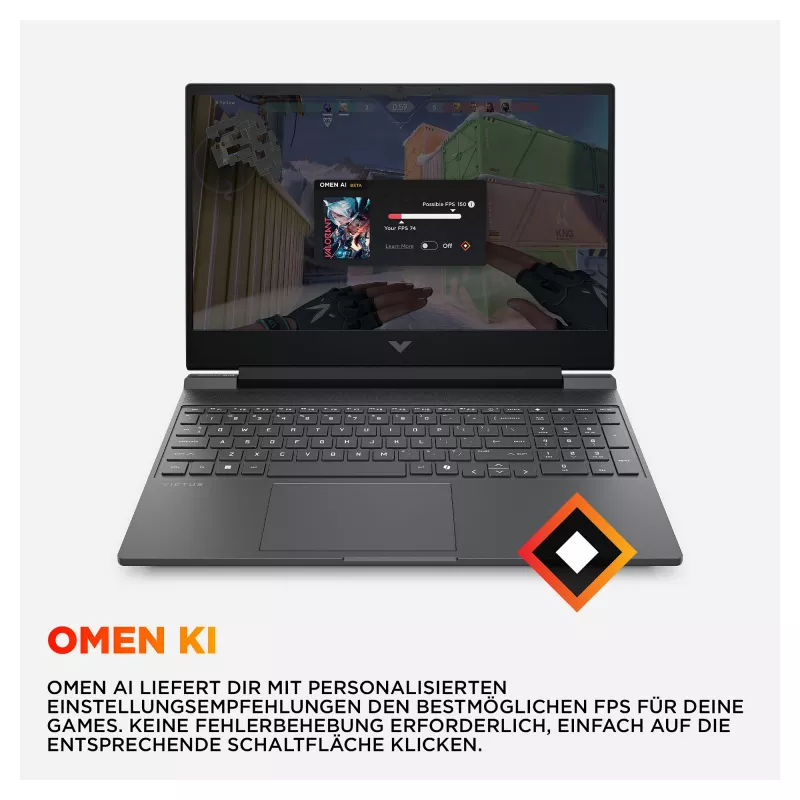HP Victus 15-fb3451ng Laptop do gier, 15,6 cala FHD 144Hz, AMD Ryzen 5 240, 12GB RAM, 512GB SSD, NVIDIA GeForce RTX 5050, Windows 11 Home, Mica Silver