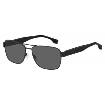 HUGO BOSS BLACK BOSS1441S807 Okulary przeciwsłoneczne męskie prostokątne - czarna oprawka, szare szkła 60/16/150 mm