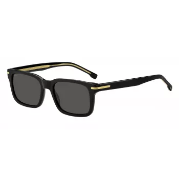 HUGO BOSS BLACK BOSS1628S807 Okulary przeciwsłoneczne prostokątne, czarna oprawka, szare szkła, 54/19/145 mm