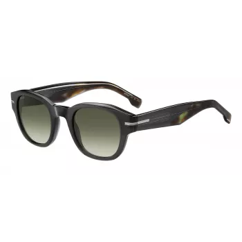 Okulary przeciwsłoneczne męskie HUGO BOSS BLACK BOSS1717SKB7 - oprawka acetatowa, szare soczewki poliwęglanowe, ochrona UV400