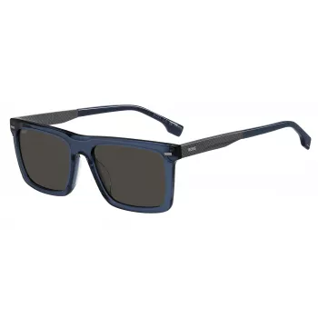 HUGO BOSS BLACK BOSS1765GSPJP Męskie okulary przeciwsłoneczne prostokątne - czarna oprawka, szare szkła, 55/18/150 mm