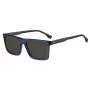 HUGO BOSS BLACK BOSS1765GSPJP Męskie okulary przeciwsłoneczne prostokątne - czarna oprawka, szare szkła, 55/18/150 mm