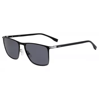 HUGO BOSS CZARNE OKULARY PRZECIWSŁONECZNE BOSS1004SITO6 Prostokątna oprawka acetatowa Szare soczewki 56/17/145 mm