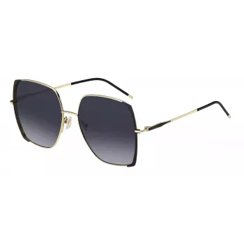 HUGO BOSS BLACK Okulary przeciwsłoneczne damskie BOSS1707SRHL - Kwadratowa oprawka acetatowa, szare soczewki poliwęglanowe, ochrona UV400, szerokość soczewki 58 mm