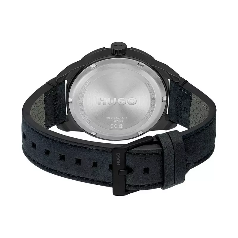 Zegarek HUGO MAN 1530275 45mm Kwarcowy Chronograf Niebieska Tarcza Brązowy Pasek Skórzany