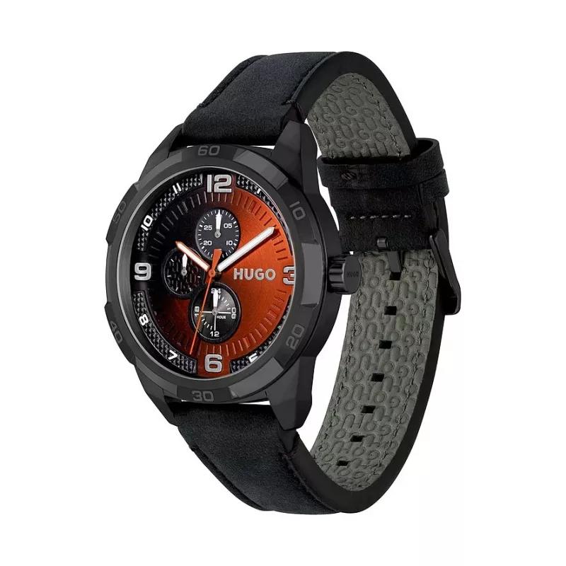 Zegarek HUGO MAN 1530275 45mm Kwarcowy Chronograf Niebieska Tarcza Brązowy Pasek Skórzany
