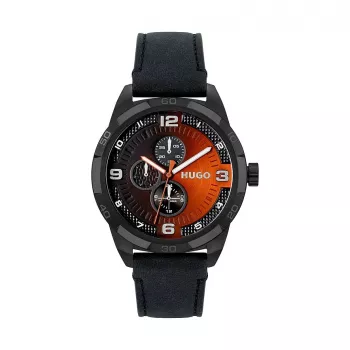 Zegarek HUGO MAN 1530275 45mm Kwarcowy Chronograf Niebieska Tarcza Brązowy Pasek Skórzany