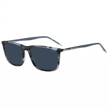 HUGO MAN HG-1374-S-3RA Okulary przeciwsłoneczne prostokątne - czarna oprawka, szare szkła 57mm