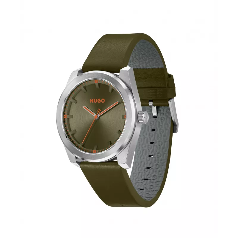 HUGO MAN Zegarek 1530351 42mm Koperta ze stali nierdzewnej Czarny Cyferblat Pasek skórzany